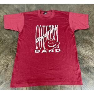 Vtg Red Short Sleeve Crew Neck T-Shirt Featuring A Country Goodtime Band USA L
